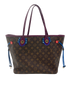 Neverfull Totem, 1.200€, Bolso, Azul/Marrón/Morado, Canvas - General, Vista frontal